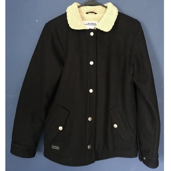 Sorel Jackets & Blazers - Sorel Black Wool Sherpa Jacket Snap Front Small